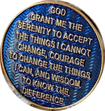 1 - 11 Month AA Medallion Elegant Blue Gold Plated 30 Day Sobriety Chip
