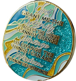 30 Year AA Medallion Elegant Caribbean Aqua Glitter Teal Marble Gold Sobriety Chip