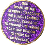 1 - 10 & 30 Year AA Medallion Elegant Glitter Purple Gold & Silver Plated Sobriety Chip - RecoveryChip