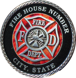 Set of 10 or 20 Customized Fire House & City Pewter Color Fireman Challenge Coin 1 9/16" Fire Fighter Medallion - RecoveryChip