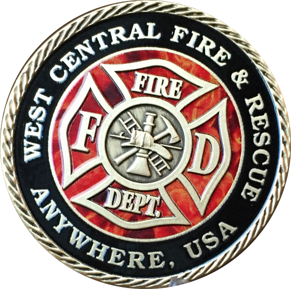 Set of 10 or 20 Customized Fire House & City Pewter Color Fireman Challenge Coin 1 9/16