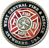 Set of 10 or 20 Customized Fire House & City Pewter Color Fireman Challenge Coin 1 9/16" Fire Fighter Medallion - RecoveryChip