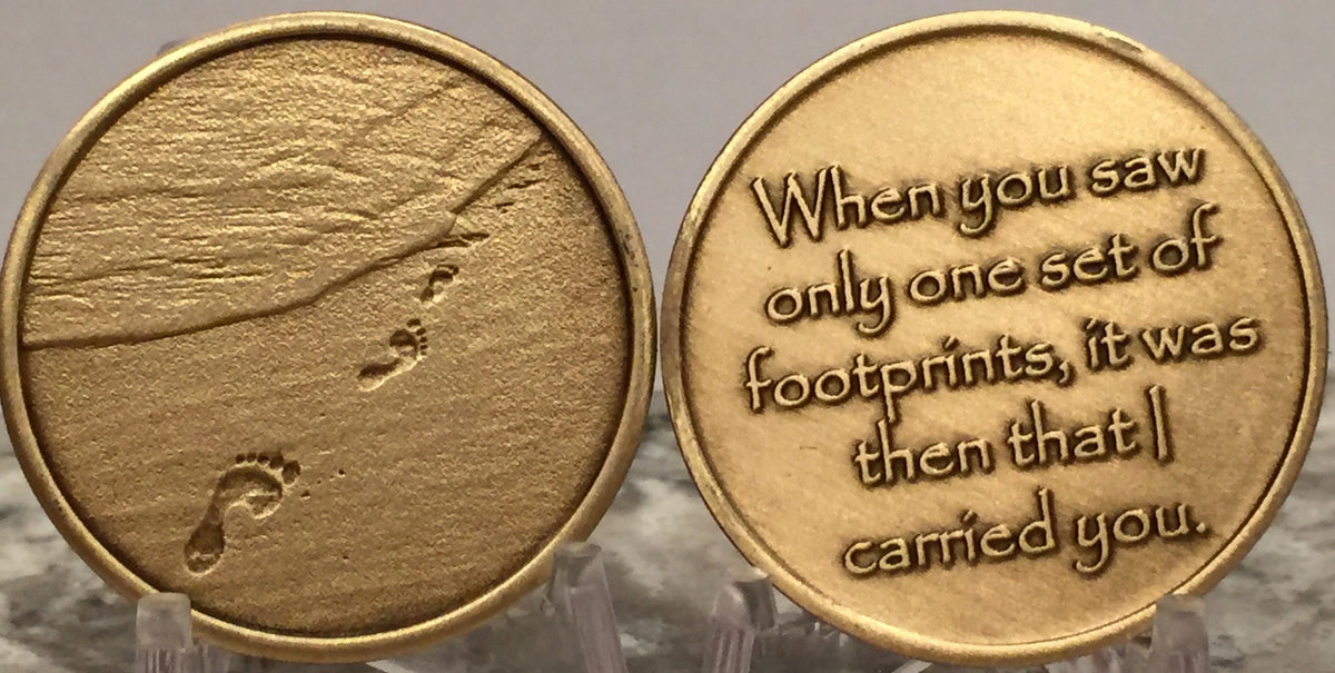 Bulk Package Footprints In The Sand Bronze Medallion Chip Pocket