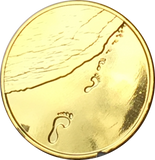 Footprints In The Sand Gold Plated Medallion Chip Pocket Token RecoveryChip Design - RecoveryChip