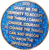 1 - 11 or 18 Month AA Medallion Reflex Blue Glitter Gold Plated Sobriety Chip - RecoveryChip