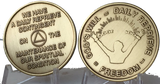 God's Will = Daily Reprieve = Freedom - AA Alcoholics Anonymous Spiritual Condition Bronze Sobriety Medallion RecoveryChip - RecoveryChip