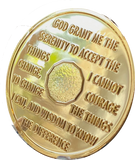 17 Year AA Medallion 22k Gold Plated Sobriety Chip