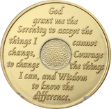 Camo & Gold Plated AA Medallion Any Year or Month 1 - 65 Alcoholics Anonymous Chip - RecoveryChip