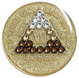1 - 40 Year Gold Glitter AA Medallion Transition Swarovski Crystal Sobriety Chip