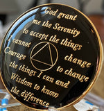 6 Year AA Medallion Black Tri-Plate Sobriety Chip