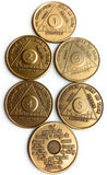 Set of 6 AA Month Medallions Months 1 2 3 4 5 6 Bronze Anniversary Sobriety Chips