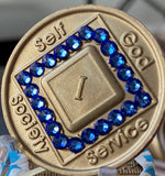 1 - 40 Year Official NA Medallion With Sapphire Blue Color Swarovski Crystal