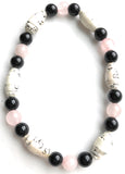 AA Big Book Bracelet Pink & Black Beads Made From Real Pages From The Big Book - RecoveryChip