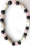 AA Big Book Bracelet Pink & Black Beads Made From Real Pages From The Big Book - RecoveryChip