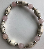 AA Big Book Bracelet Pink & Silver Beads Made From Real Pages From The Big Book - RecoveryChip