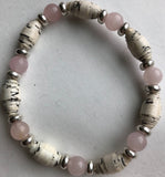 AA Big Book Bracelet Pink & Silver Beads Made From Real Pages From The Big Book - RecoveryChip