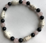 AA Big Book Bracelet Pink & Black Beads Made From Real Pages From The Big Book - RecoveryChip