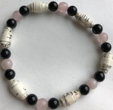 AA Big Book Bracelet Pink & Black Beads Made From Real Pages From The Big Book - RecoveryChip