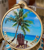 Tropical Beach Chair Palm Tree Color One Day At A Time Serenity Prayer Keychain