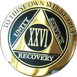 AA Medallion Elegant Black Gold & Silver Plated Years 1 - 45 Bi-Plate - RecoveryChip