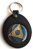 Universal Fit Black Silicone AA NA Sobriety Medallion Holder Keychain - RecoveryChip