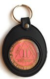 Universal Fit Black Silicone AA NA Sobriety Medallion Holder Keychain - RecoveryChip