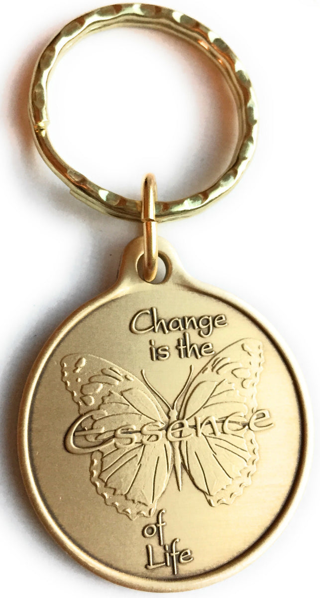 Change Is The Essence of Life Butterfly Bronze Serenity Prayer Keychai ...