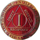 1 Year AA Medallion Plated Full Color Sobriety Chip