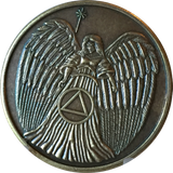 Guardian Angel Bronze Circle Triangle AA Medallion Pocket Token BSP - RecoveryChip