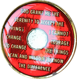 One Day At A Time Praying Hands Mandarin Red & Gold Plated Nickel Tri-Plated AA Alcoholics Anonymous Medallion Sobriety Chip Years 1 2 3 4 5 6 7 8 9 10 11 12 Year 1-12 BSP - RecoveryChip