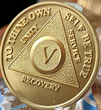5 Year AA Medallion 24k Gold Plated Sobriety Chip