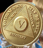 5 Year AA Medallion 24k Gold Plated Sobriety Chip