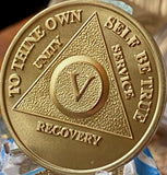 5 Year AA Medallion 24k Gold Plated Sobriety Chip