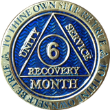 1 - 11 Month AA Medallion Reflex Blue Gold Plated Sobriety Chip Coin - RecoveryChip