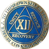 AA Medallion Reflex Blue Color Gold Plated Year 1 - 45 Sobriety Chip - RecoveryChip