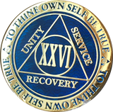 AA Medallion Reflex Blue Color Gold Plated Year 1 - 45 Sobriety Chip - RecoveryChip