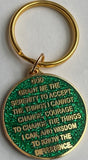 Dragonfly Green Glitter and Gold One Day At A Time Keychain