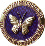 Butterfly If Nothing Changed There'd Be No Butterflies Reflex Purple Gold Plated Medallion - RecoveryChip