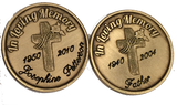 Engraved In Loving Memory Rose Cross Bronze Memorial Medallion Personalized Coin - RecoveryChip