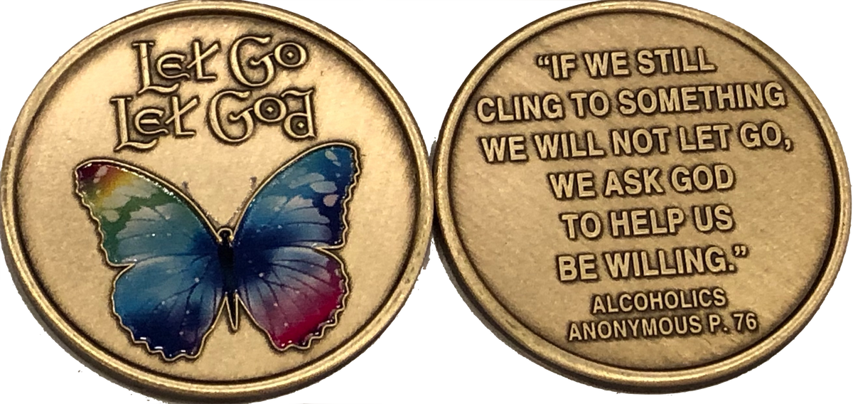 Let Go Let God Color Butterfly Step 6 Willingness AA Medallion Chip ...