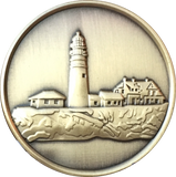 Fog Light Prayer Lighthouse Antique Bronze Medallion AA NA Chip - RecoveryChip