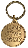 Live Love Bark Dog Bone Pet Heart Bronze Keychain Paw Print Design - RecoveryChip