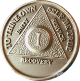Popular 1 Year AA Medallions Gold Plated Sobriety Chips In Various Colors - RecoveryChip