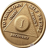 1 Year AA Medallion 3 Pack Bronze Sobriety Chips