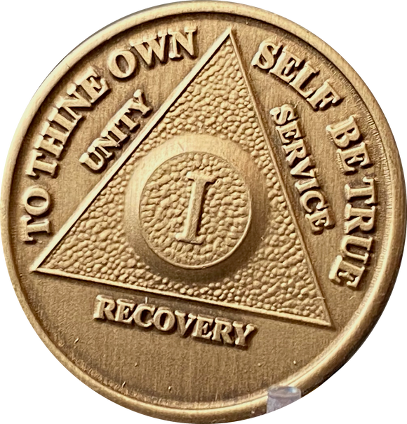 1 Year AA Medallion 5 Pack Bronze Sobriety Chips