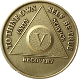 AA Medallion Year 1 - 65  Bronze Sobriety Chip Alcoholics Anonymous Coin - RecoveryChip