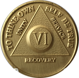 AA Medallion Year 1 - 65  Bronze Sobriety Chip Alcoholics Anonymous Coin - RecoveryChip