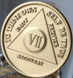 AA Medallion Year 1 - 65  Bronze Traditional Raised Center Sobriety Chip Coin