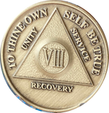 AA Medallion Year 1 - 65  Bronze Traditional Raised Center Sobriety Chip Coin MEDT