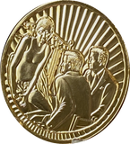Man On A Bed 12 Step Call AA Medallion 1.5" Gold Plated Sobriety AA #3 Bedside Chip